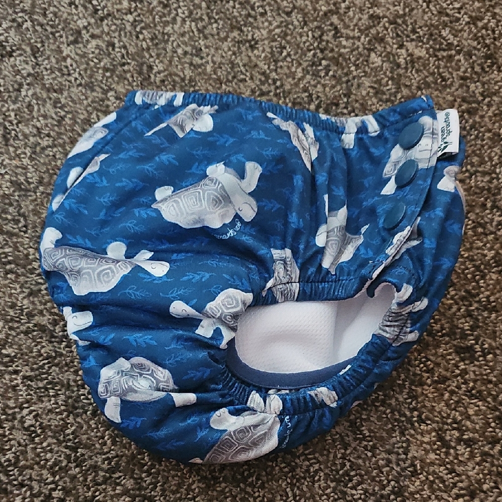 Blue Turtle Print Kids Swim Diaper